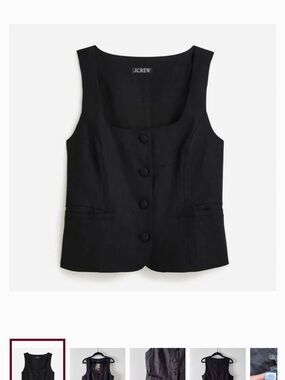 J. Crew Black Linen Button-Front Vest